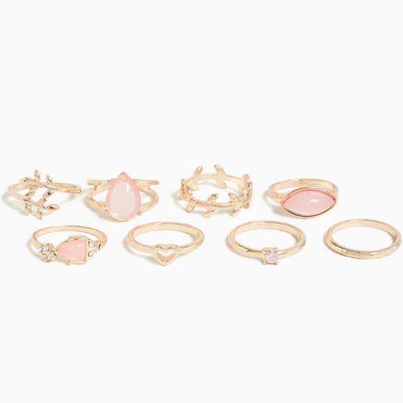 Torrid Gold-Tone & Blush Faux Stone Ring Set Of 8 - Picture 2 of 6